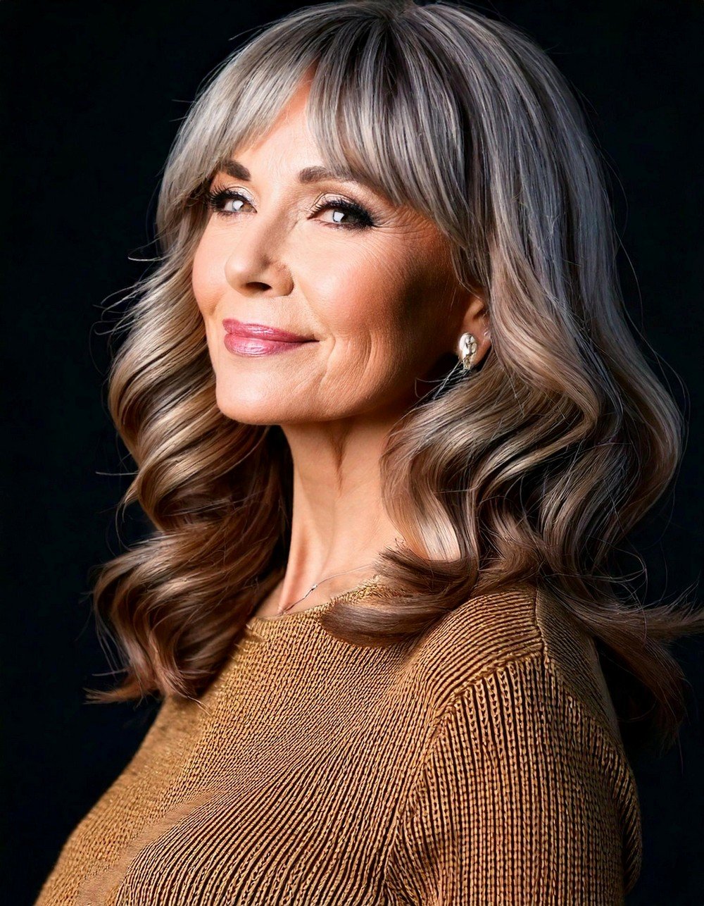 Ash Brown Layers with Feathered Bangs
