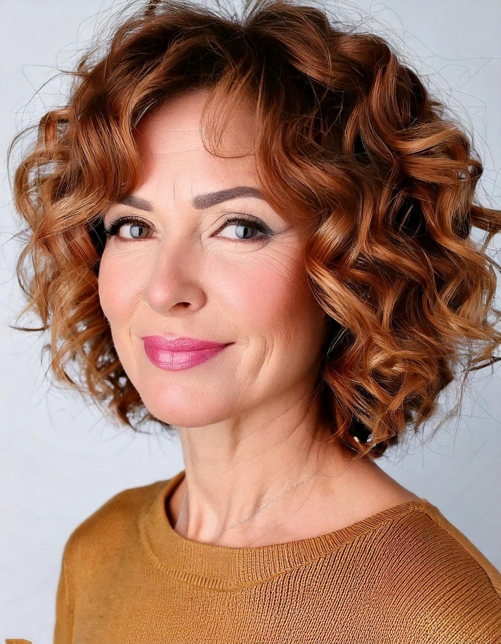 Caramel-Latte Curly Bob