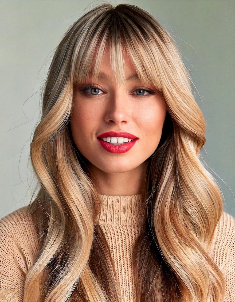 Champagne Blonde with Long Feathered Layers