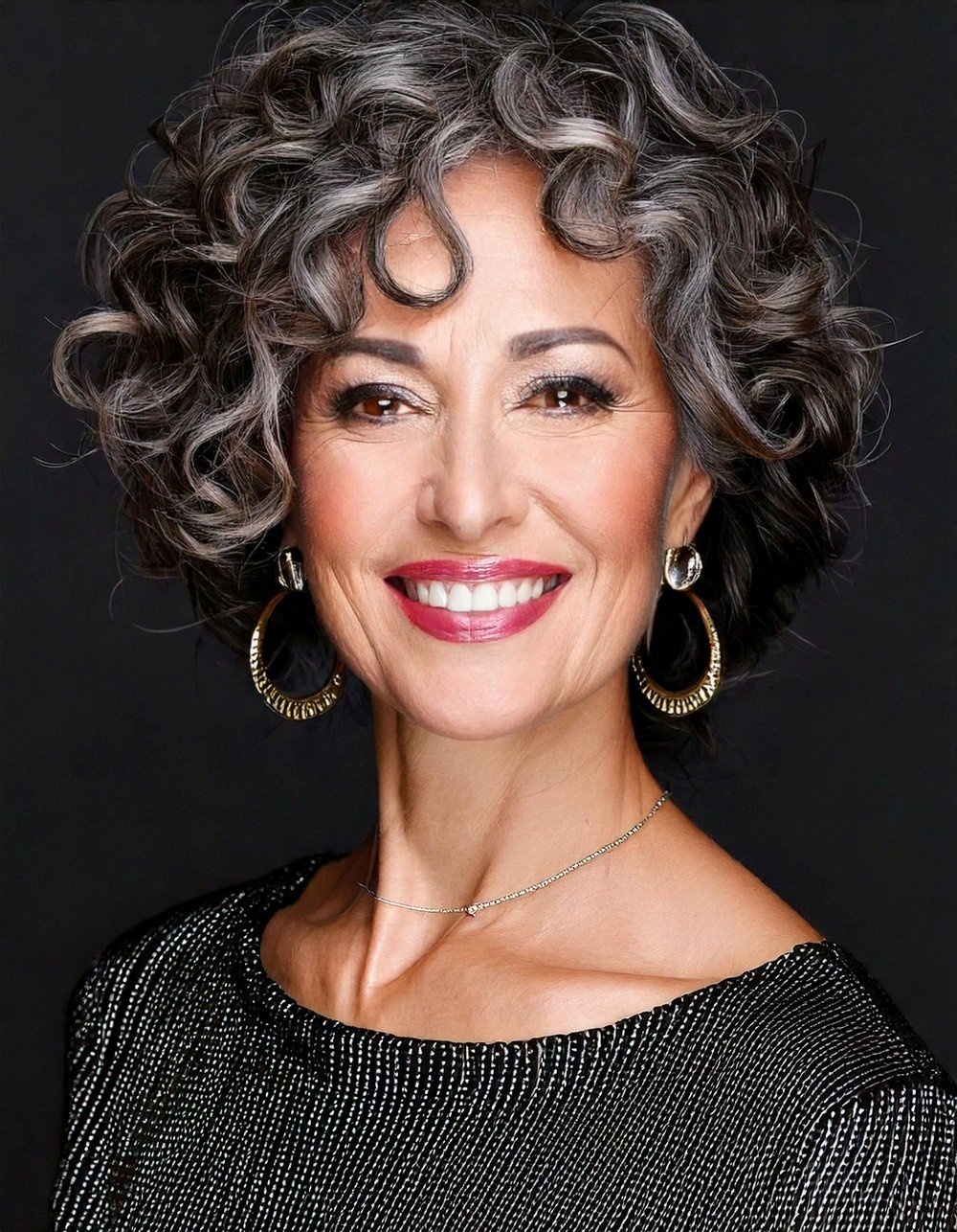 Charcoal Curls with Subtle Highlights