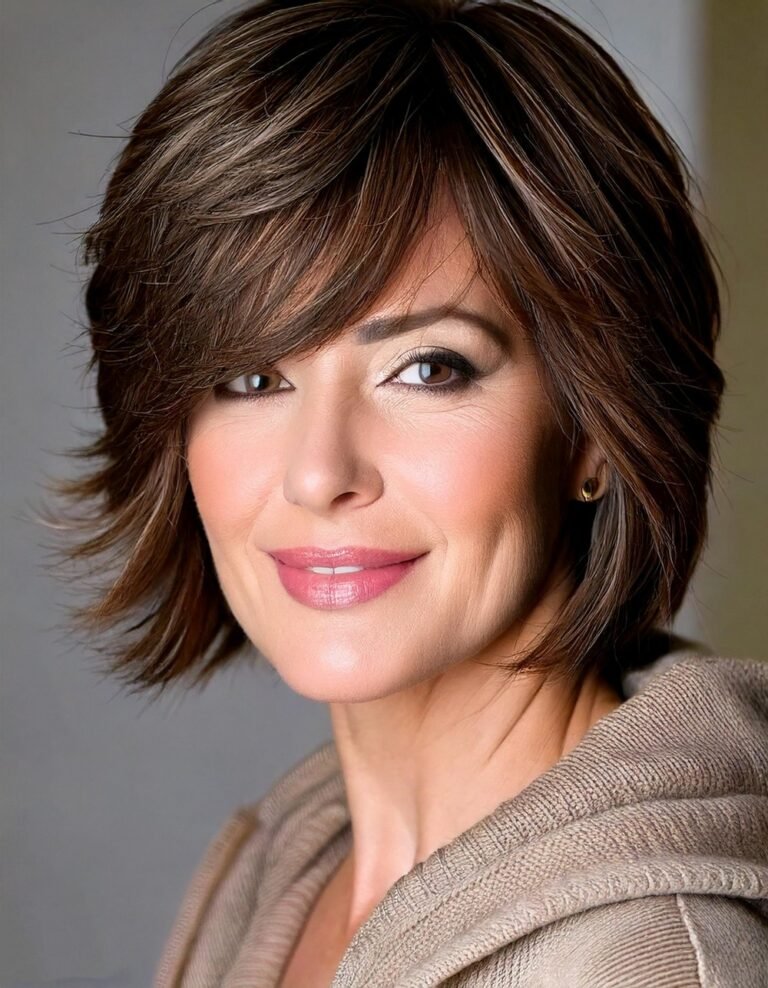 Chocolate Brown Short Layered Choppy Shag