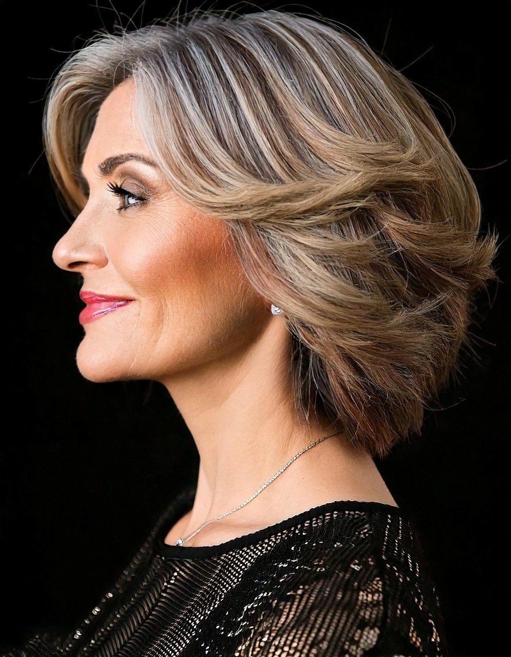 Dimensional Mid-Length Cut for Fine Hair with Ash Blonde Highlights