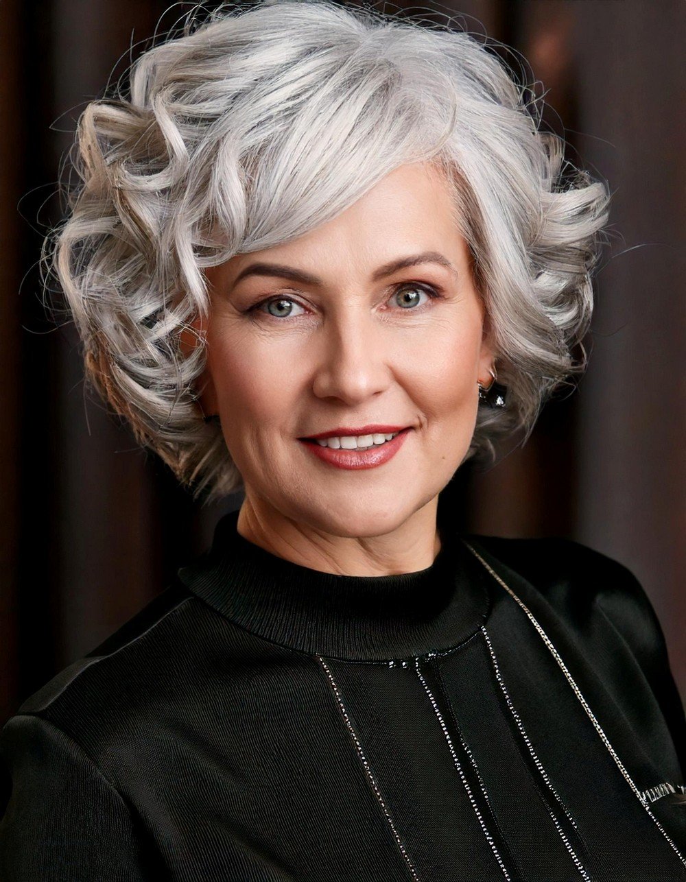Icy Platinum Curly Bob
