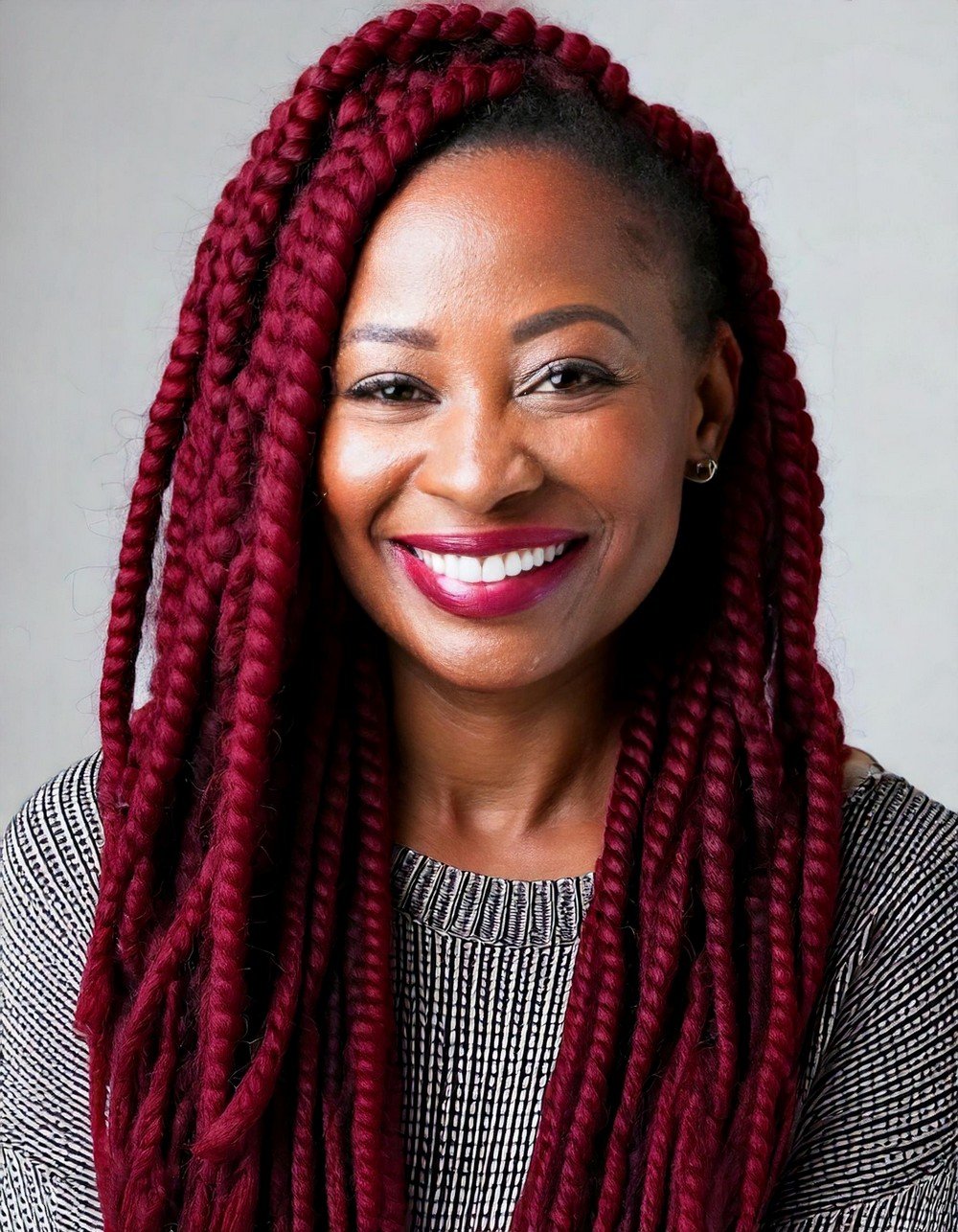 Knotless Braids in Burgundy
