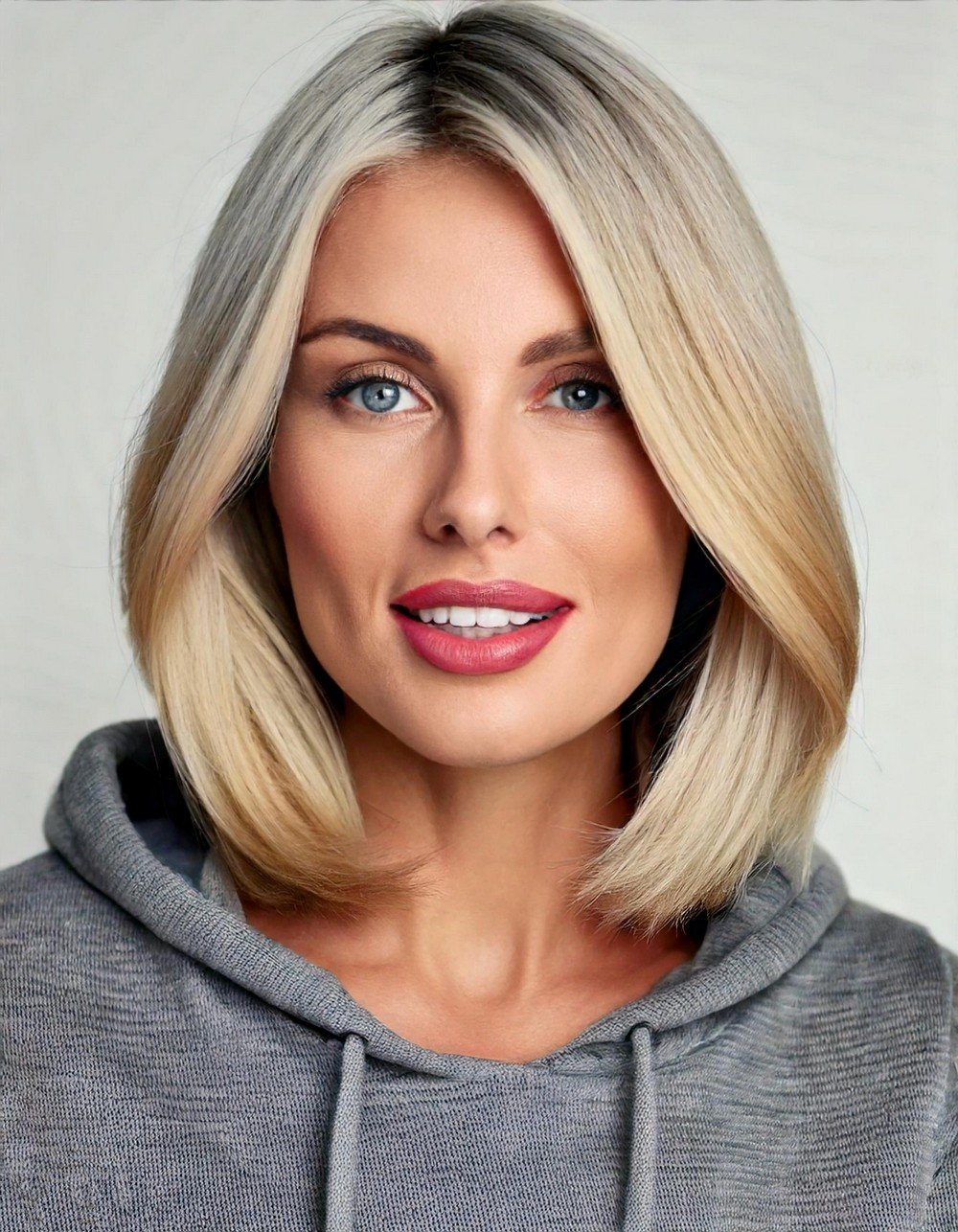 Platinum Blonde Bob with Sharp Angles