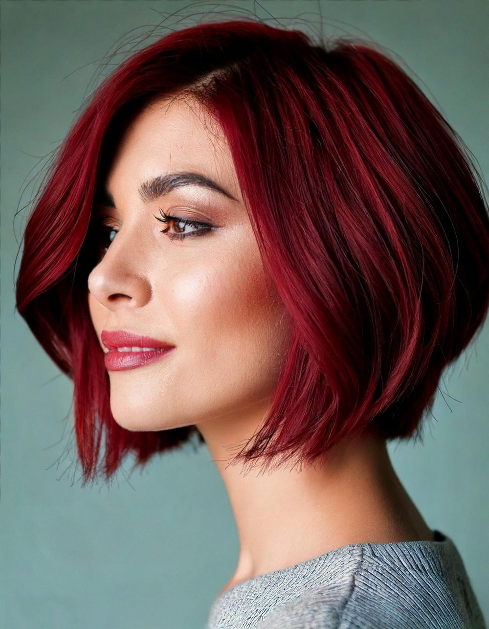 Short Bob with Burgundy Hues