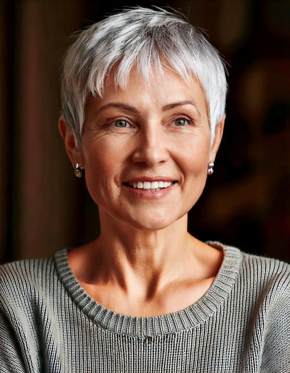 Silver Fox Pixie with Tapered Sides