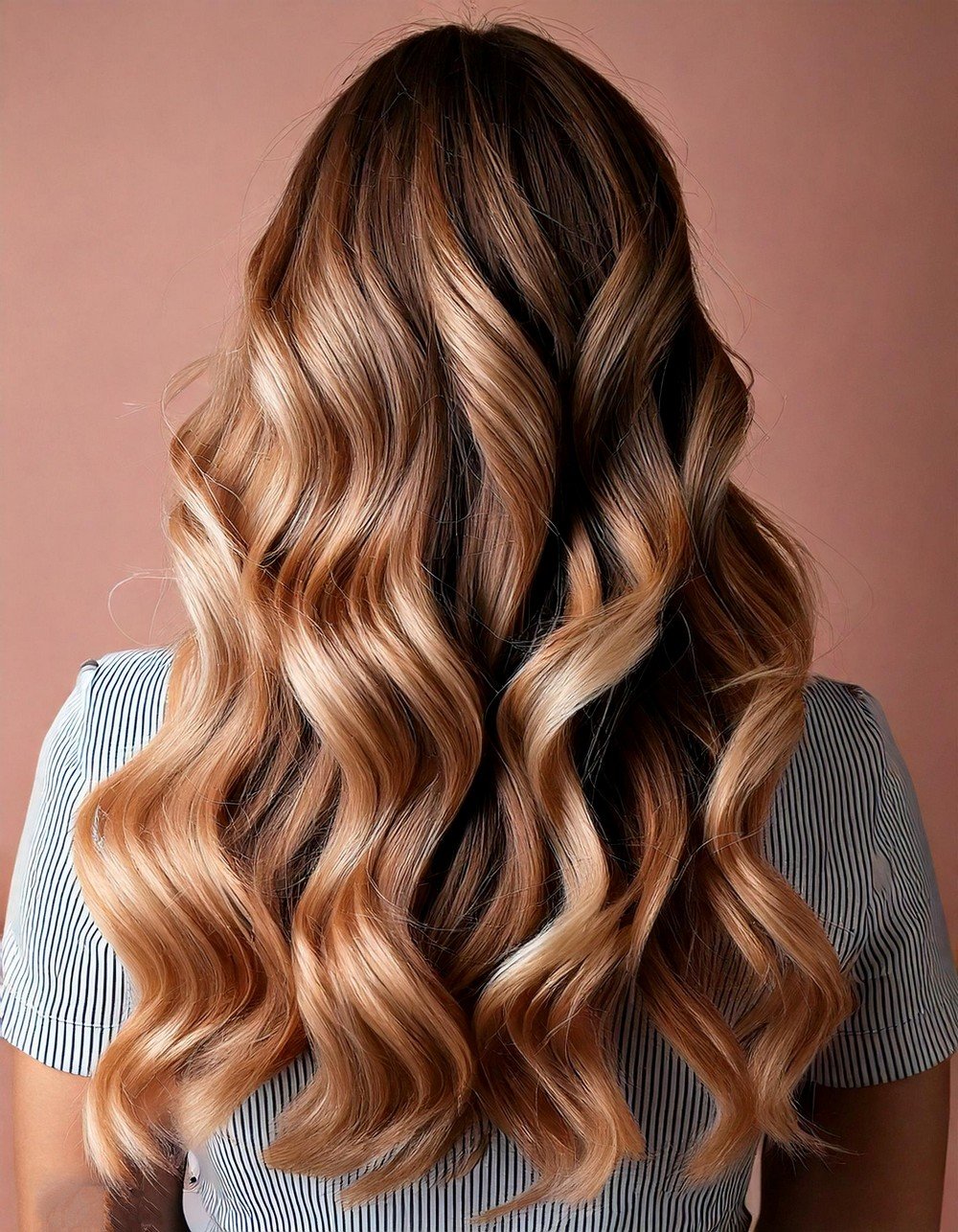 Soft Waves with Honey Blonde Highlights