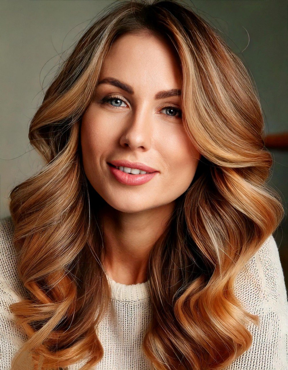 Voluminous Chestnut Waves with Side Sweep