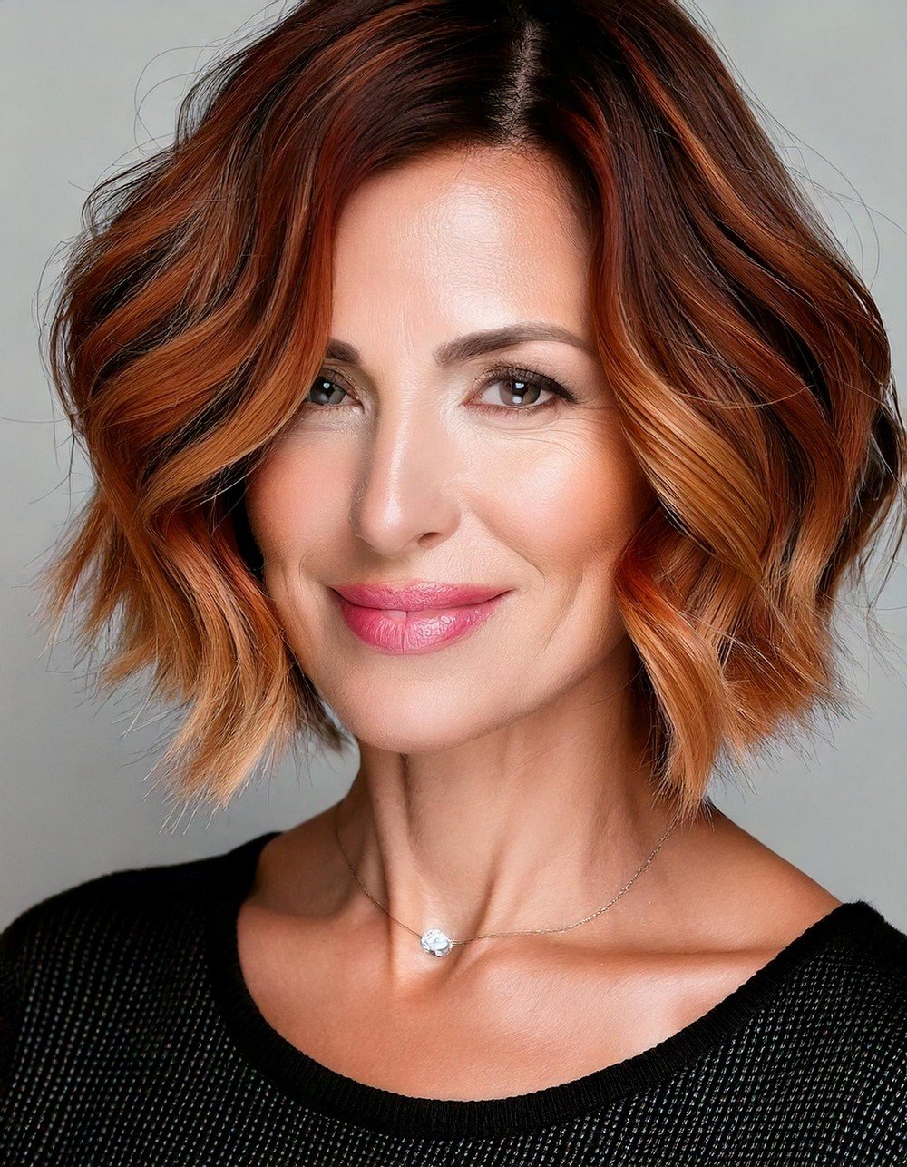 Wavy Caramel Balayage Bob