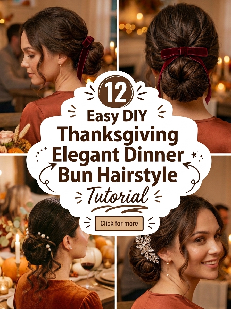 Thanksgiving elegant dinner bun hairstyle