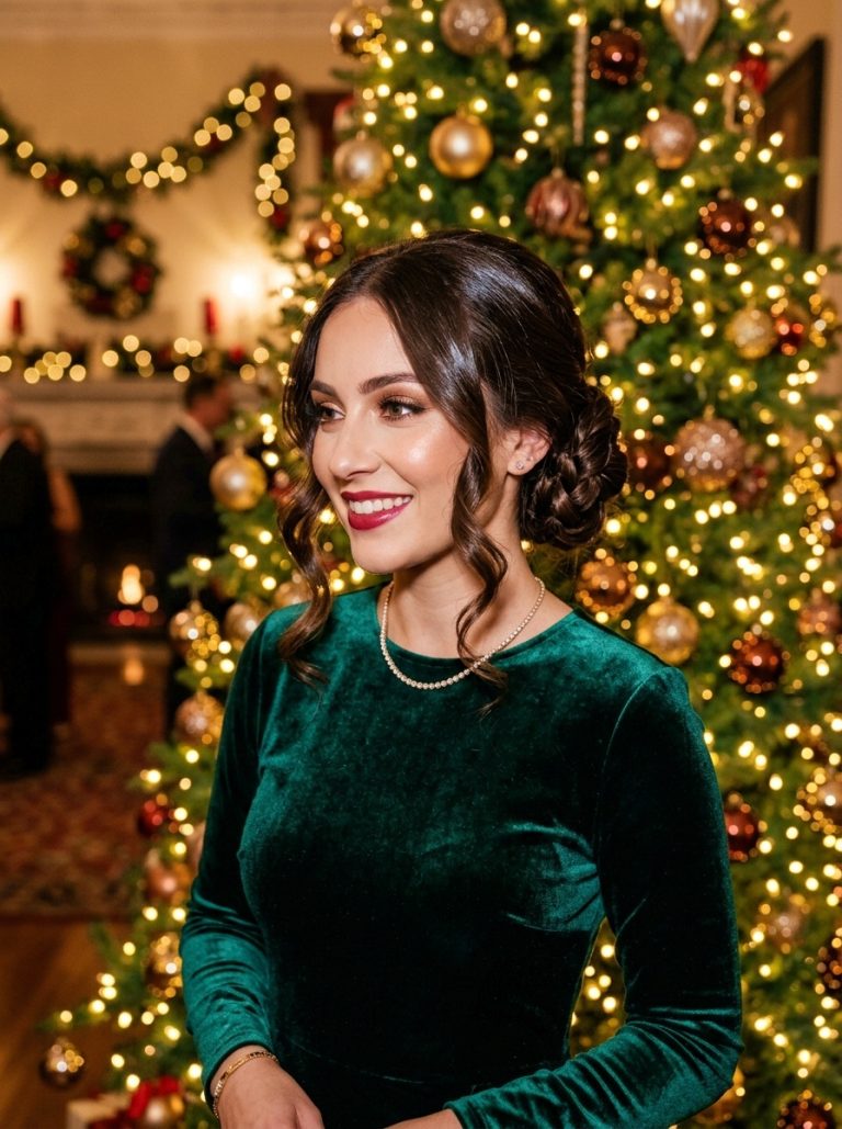 Christmas Party Elegant Low Bun Hairstyle for Long Hair