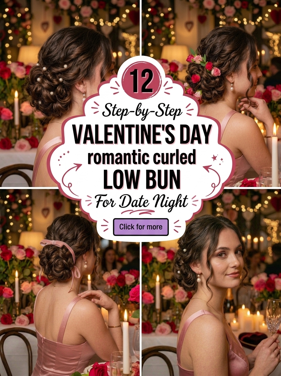 Valentine's Day romantic curled low bun