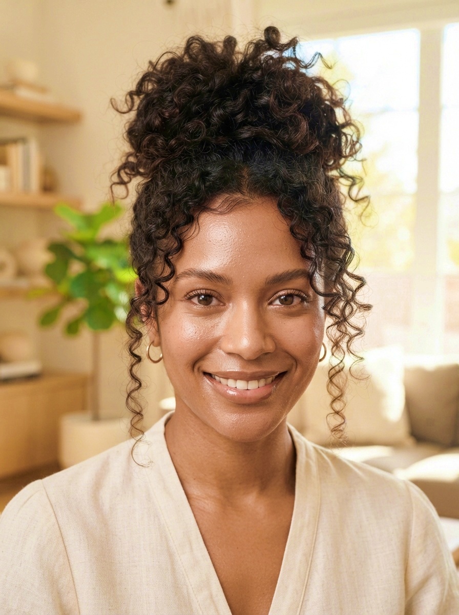 Messy Puff Bun for Natural Hair
