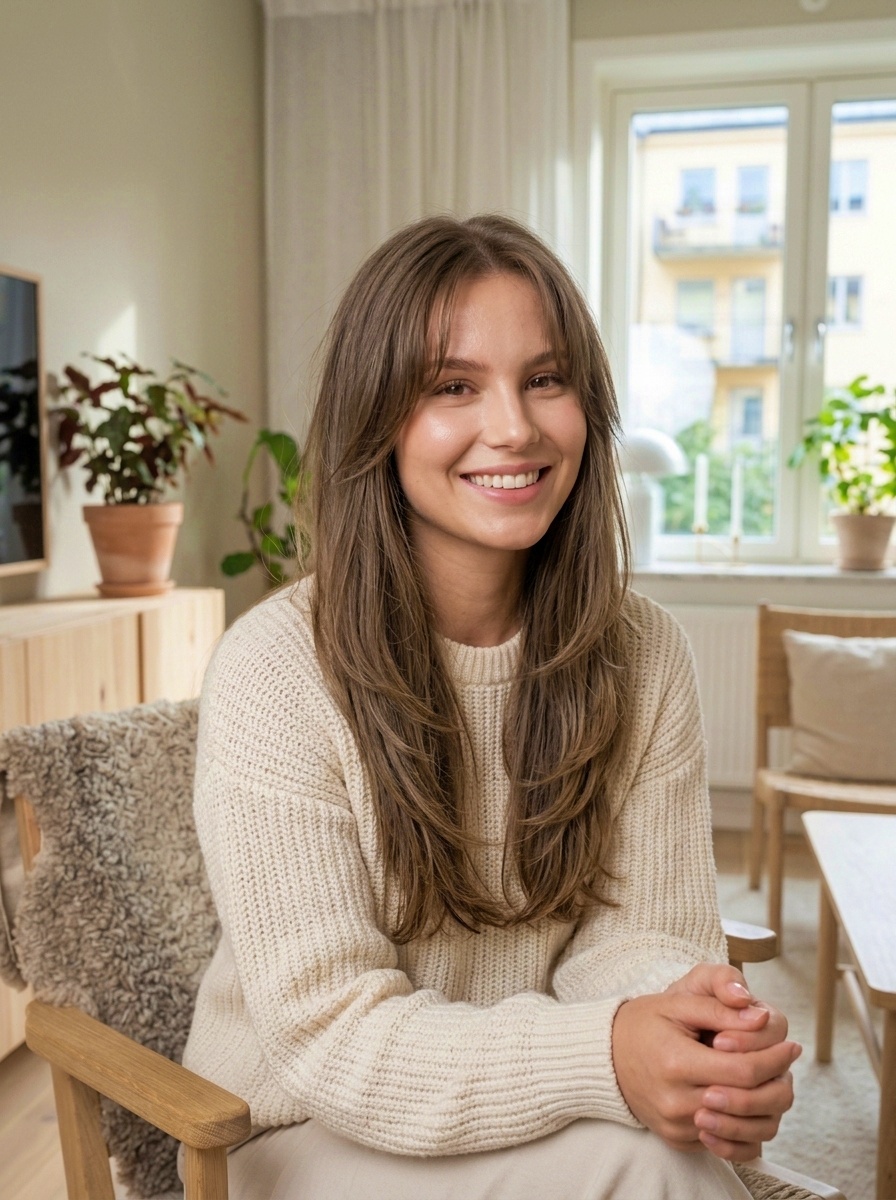 Bottleneck Bangs Layered Hair