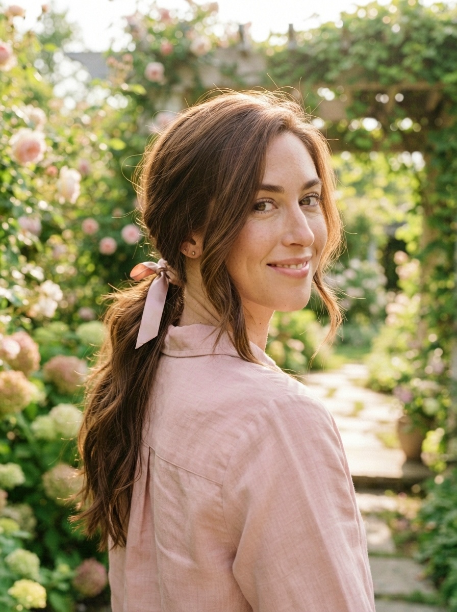 Soft Ribbon Ponytail Hairstyle