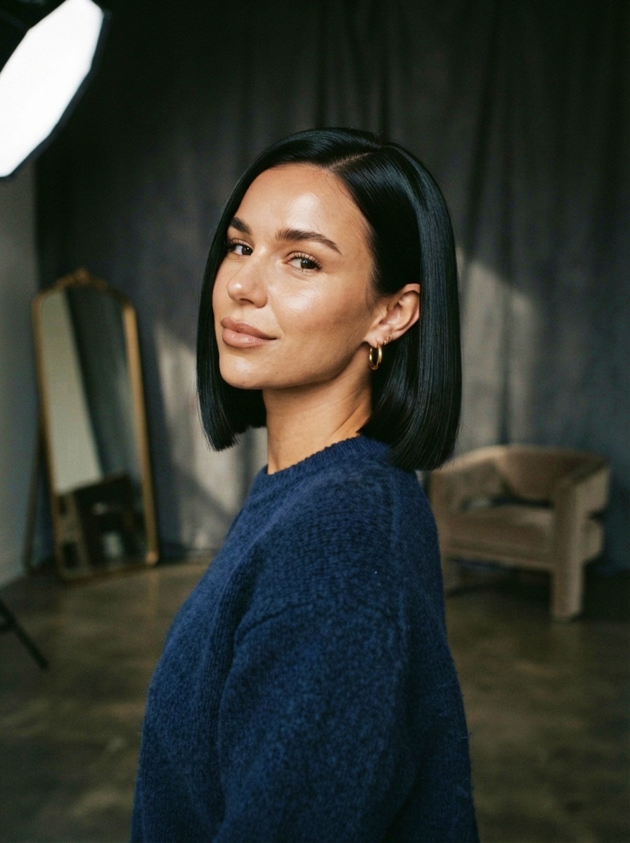Blunt Bob Short Hairstyle with Soft Curls