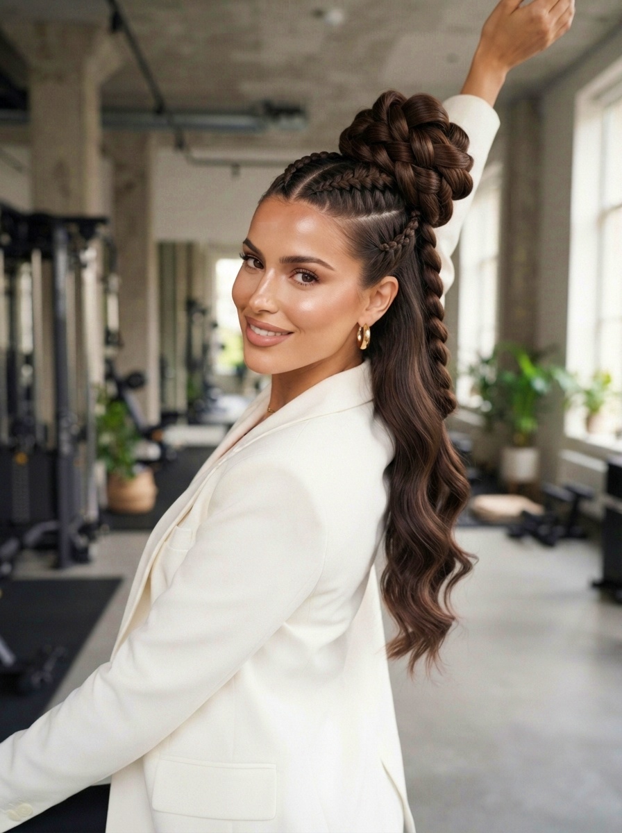 Braided Ponytail Hairstyle with Boxer Braids