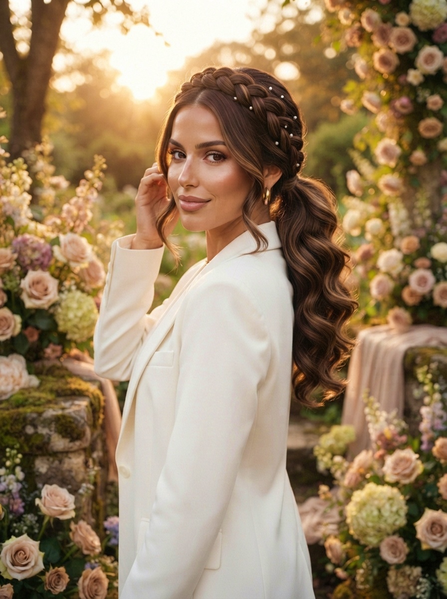 Braided Ponytail Hairstyle with French Crown Braid