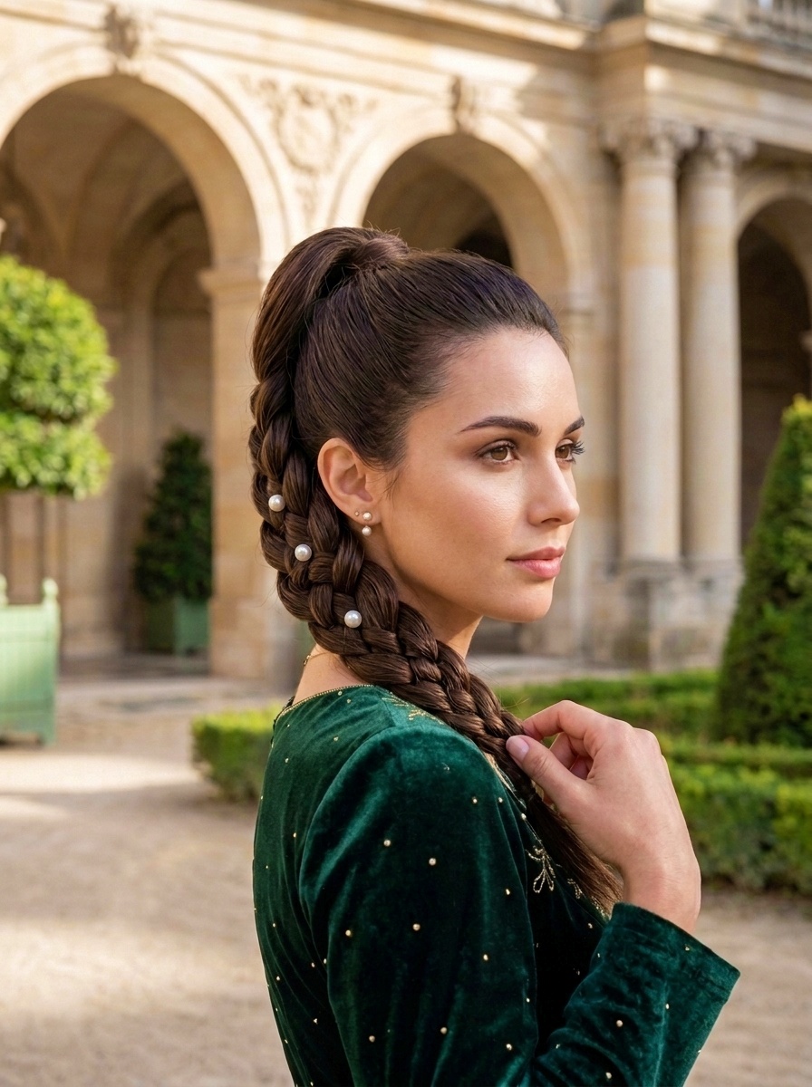 Braided Pearl Ponytail