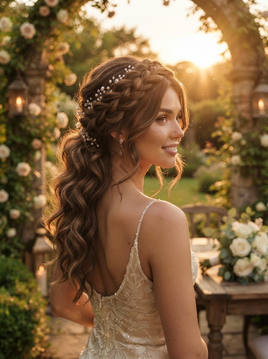 Braided Half Up Hairstyle for Long Hair