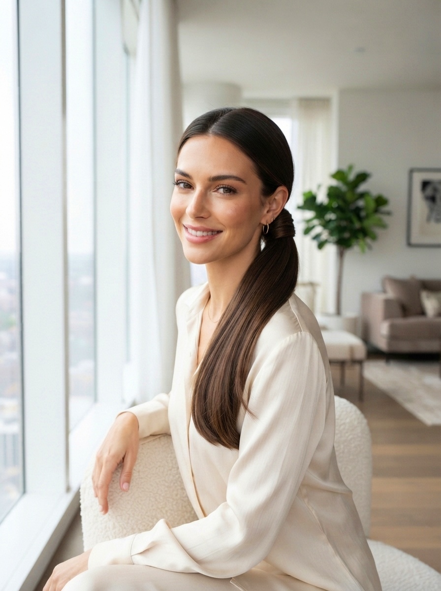 Satin Low Ponytail Hairstyle