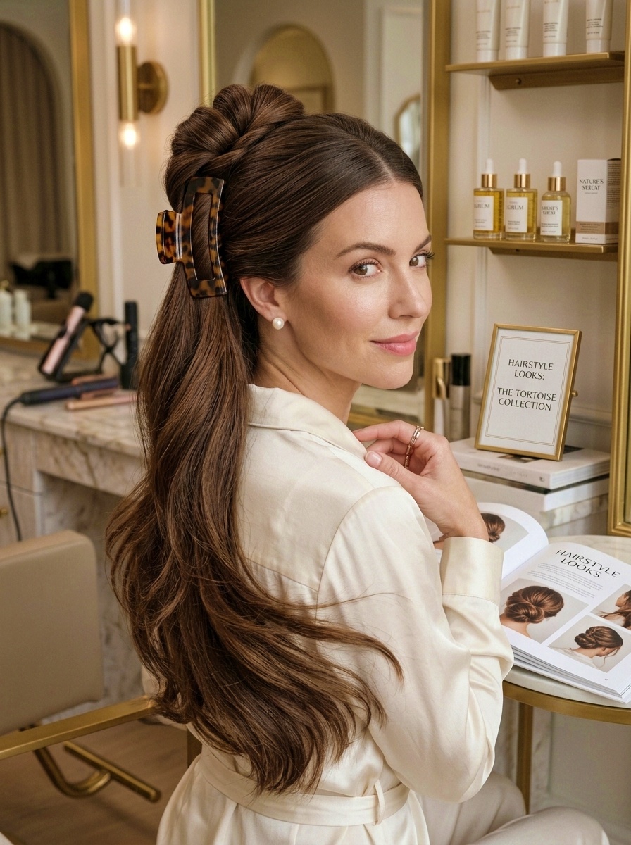 Oversized Claw Clip Style for Long Hair