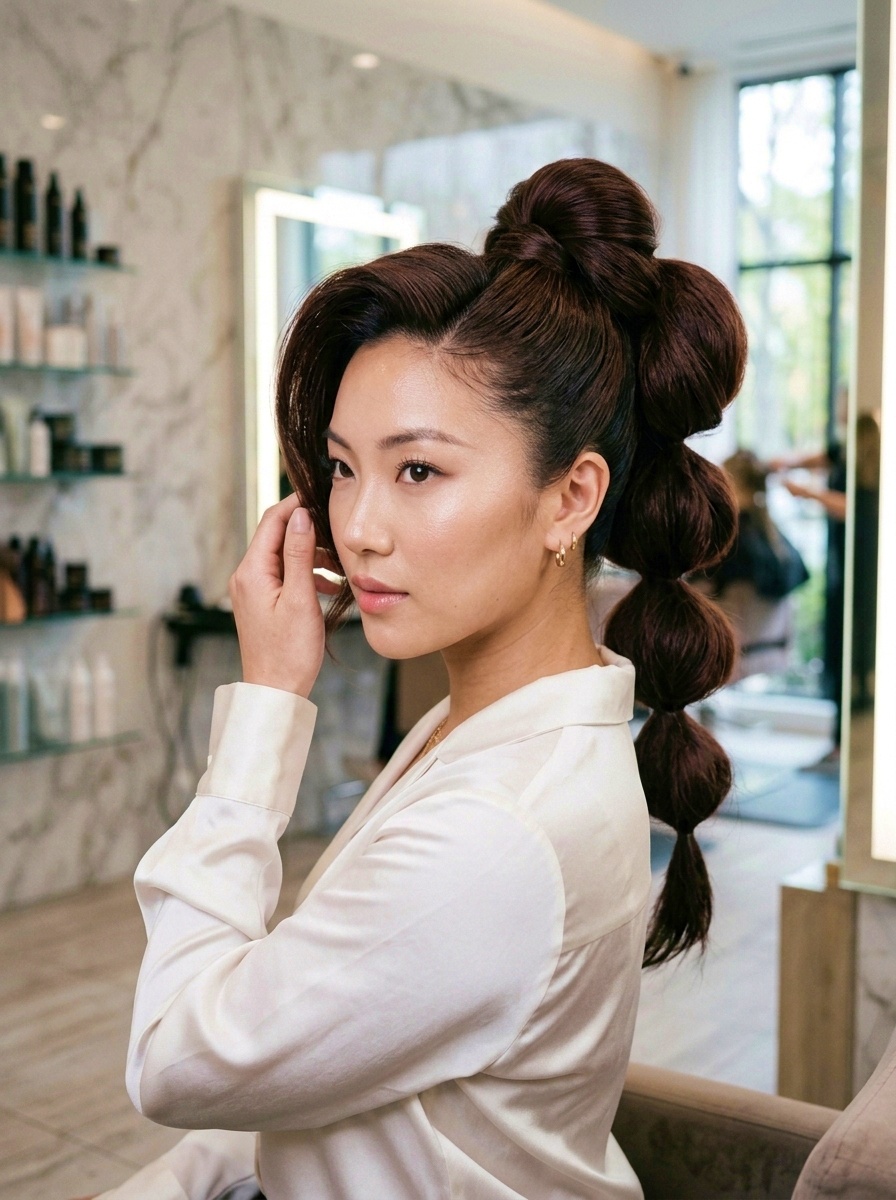 Bubble Ponytail Hairstyle Tutorial for Thick Hair