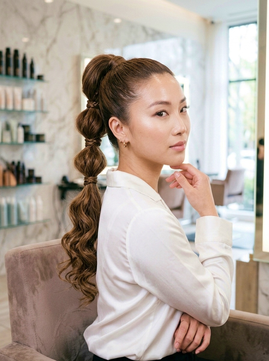 Bubble Ponytail Tutorial with Curled Ends