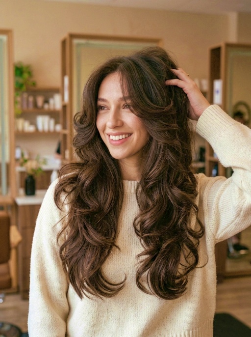 long straight hair with volume