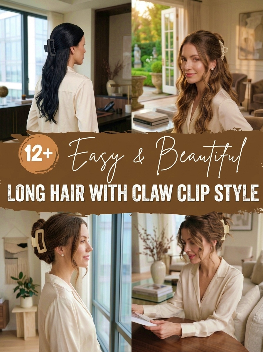 Long Hair with Claw Clip Style