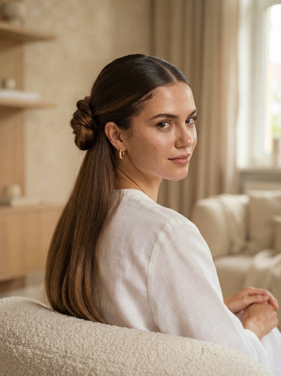 Clean Girl Half-Up Hairstyle