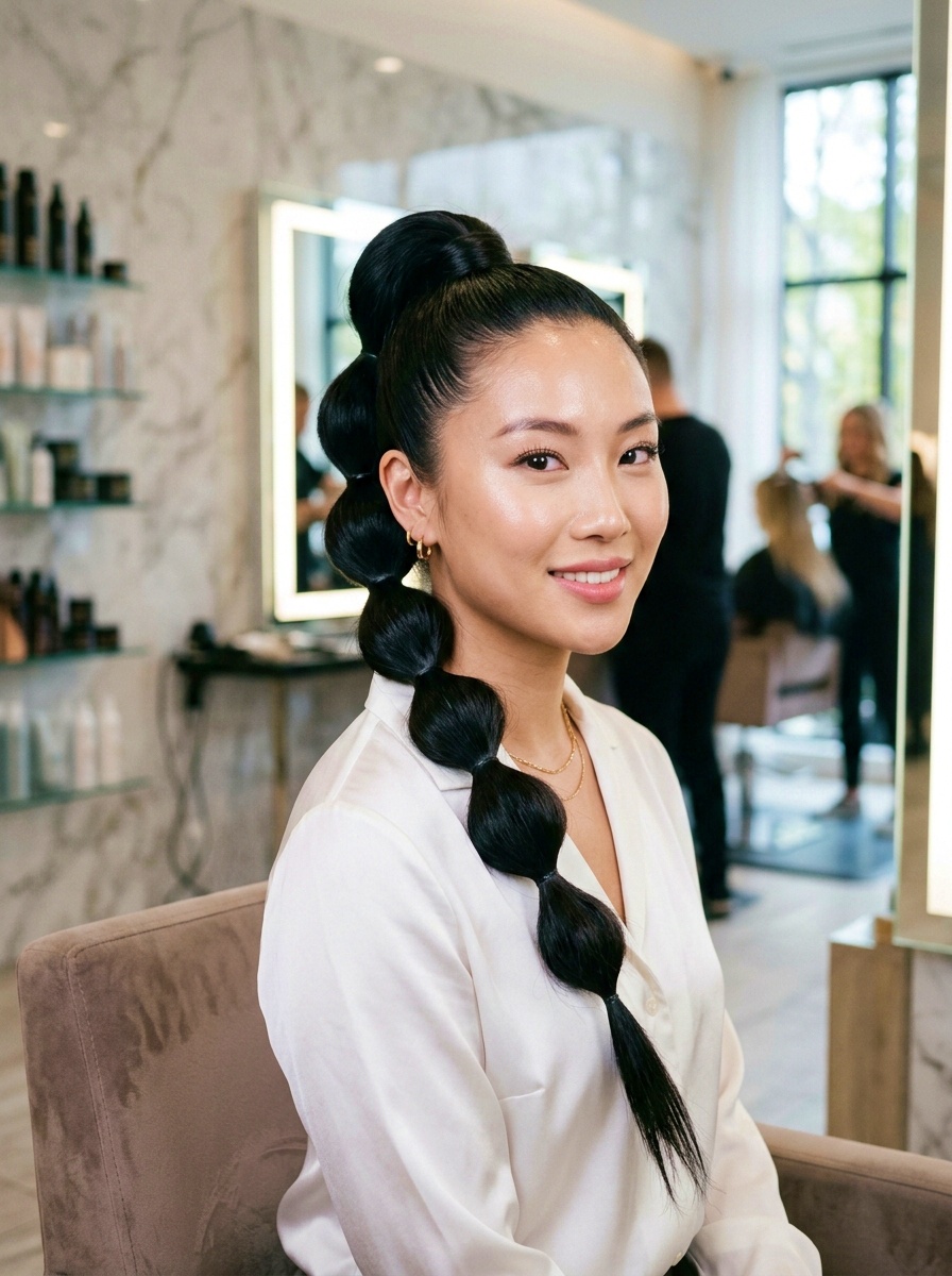 Classic Bubble Ponytail Hairstyle Tutorial
