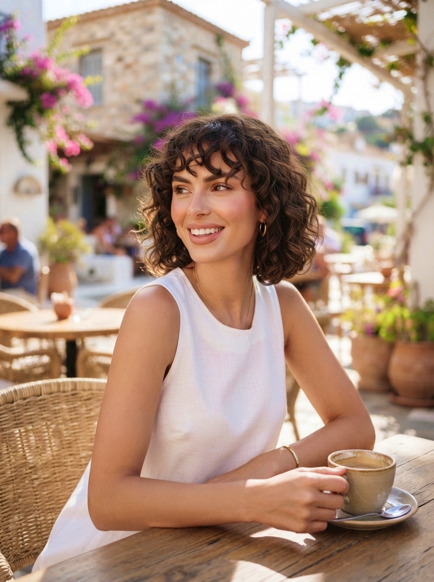 Curly Bob Short Hairstyle for Summer