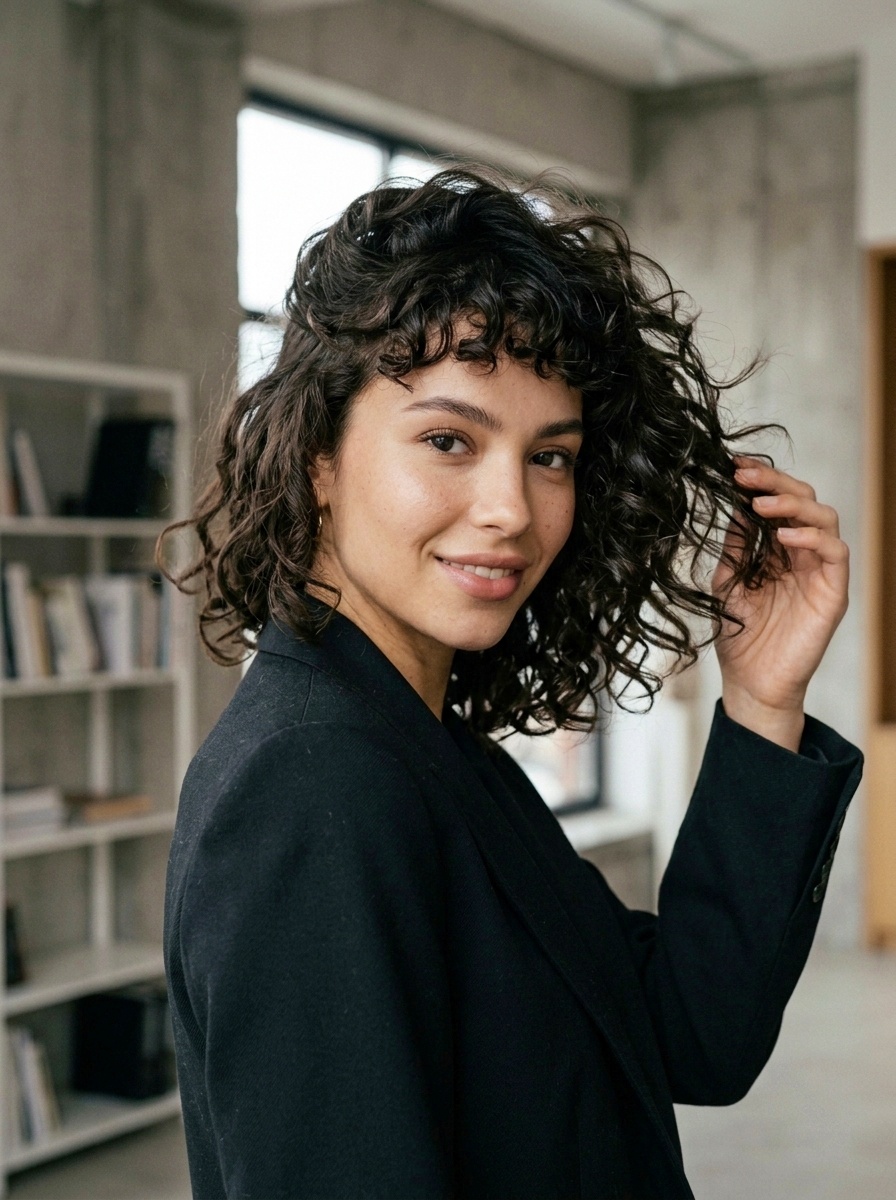 Curly Shag with Micro Fringe
