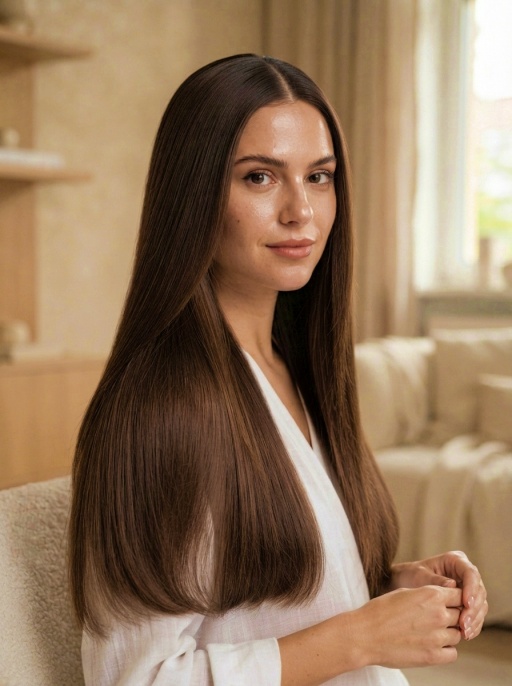 clean girl hairstyle with sleek polished finish