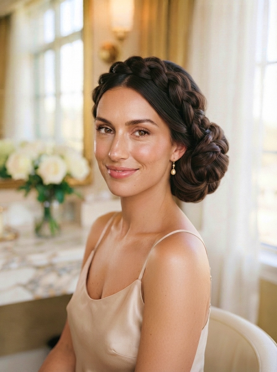 Dutch Braided Bun Hairstyle for Long Thick Hair