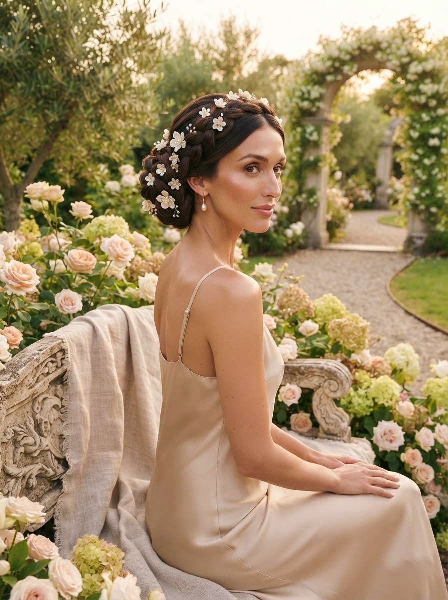 Elegant Braided Bun Hairstyle for Long Thick Hair