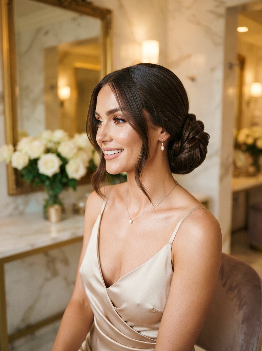 Elegant Low Bun for Waist Length Hair with Classic Twists