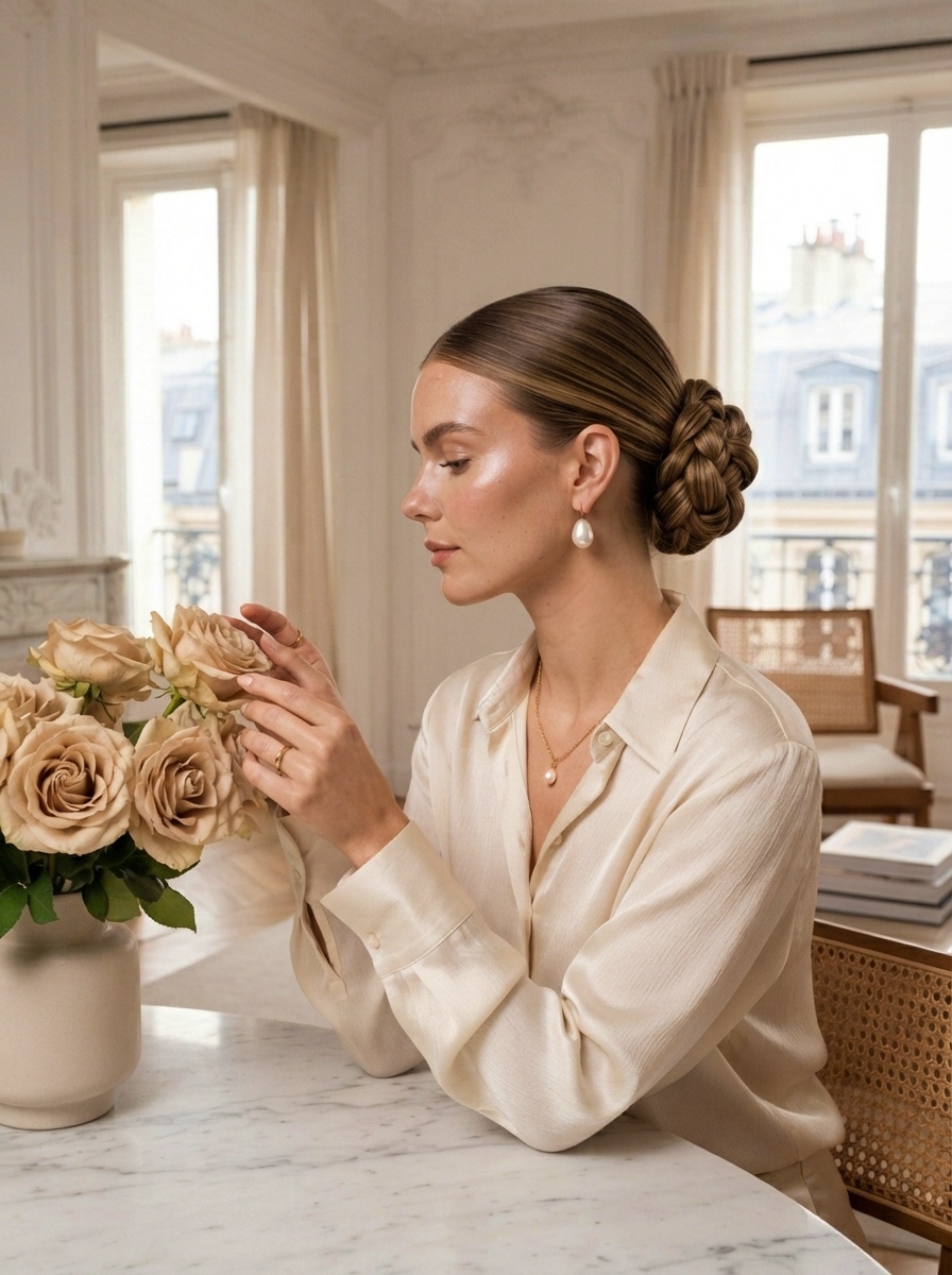 Elegant Vanilla Girl Sleek Chignon Hairstyle