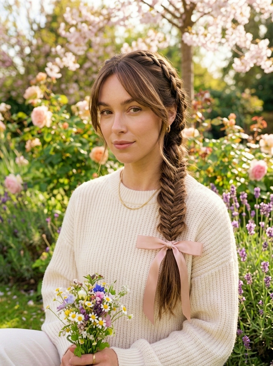 Fishtail Braid with Ribbon Inspiration