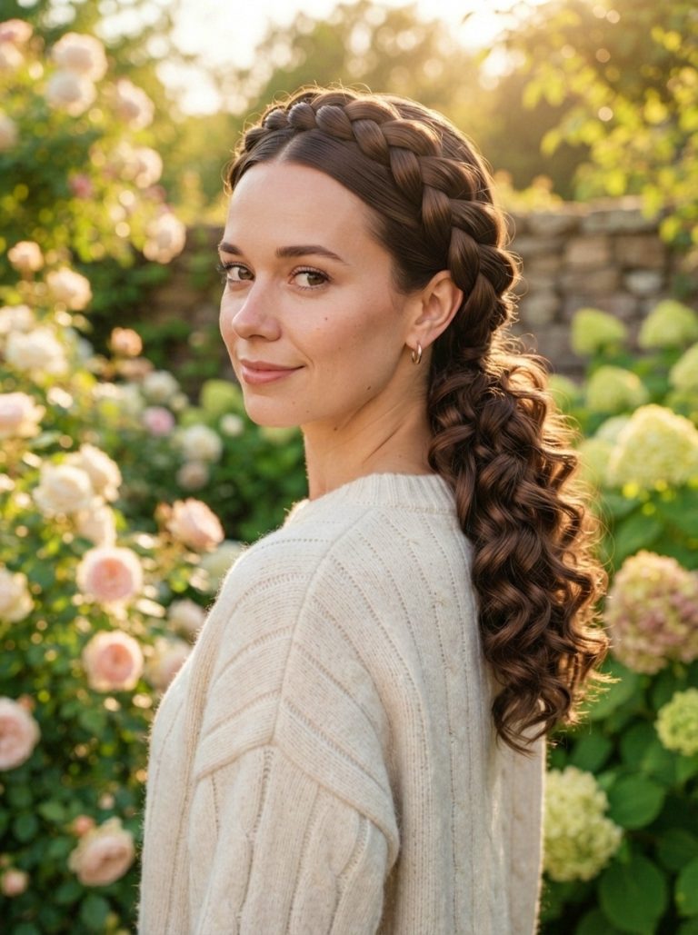 French Braid for Beginners with Curled Ends