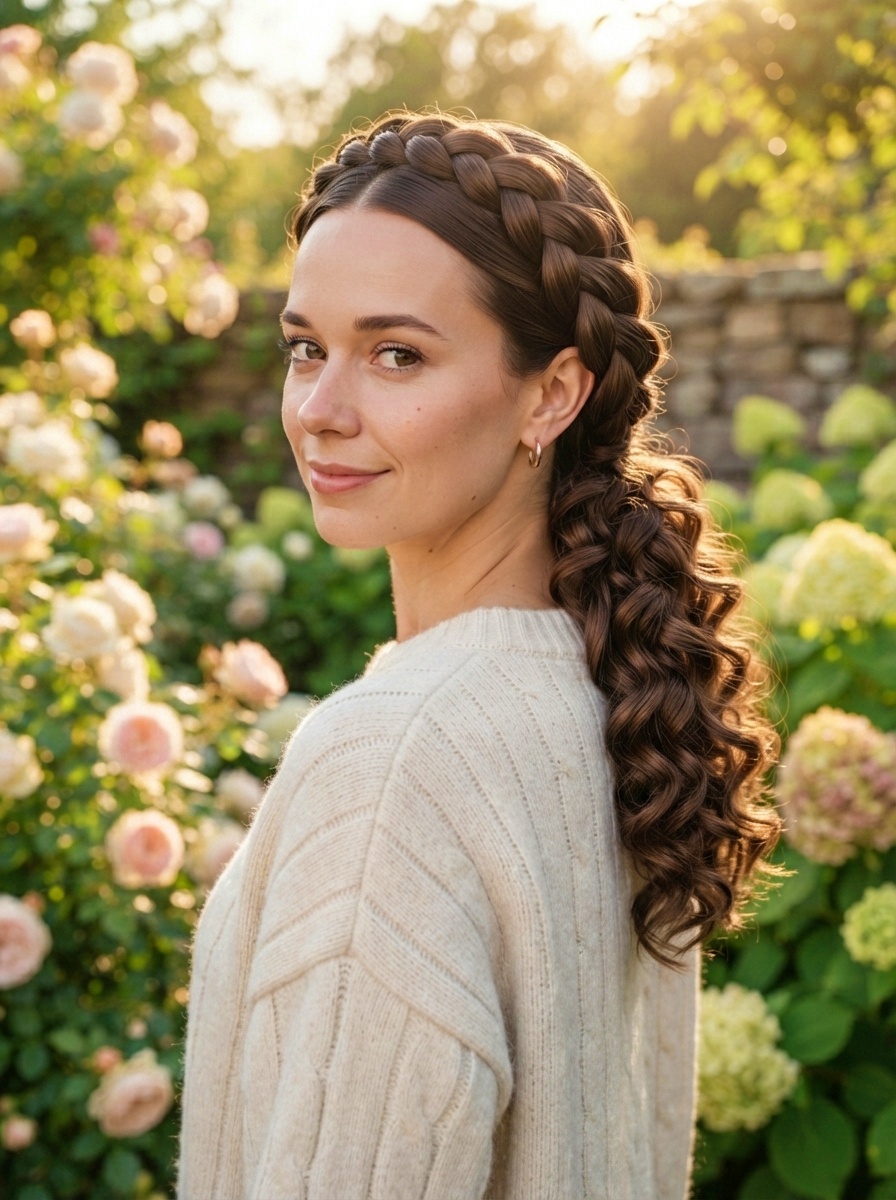 French Braid for Beginners with Curled Ends