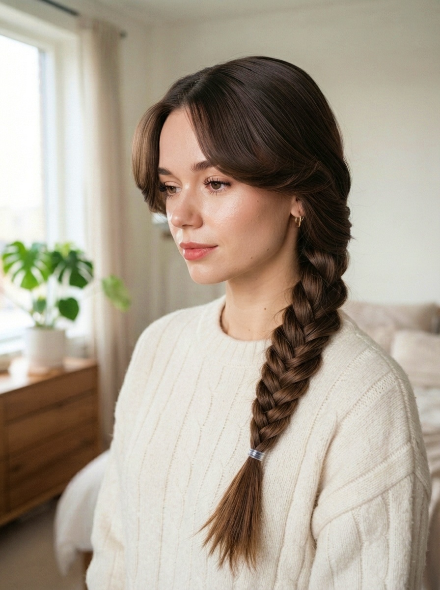 French Braid for Beginners with Curtain Bangs