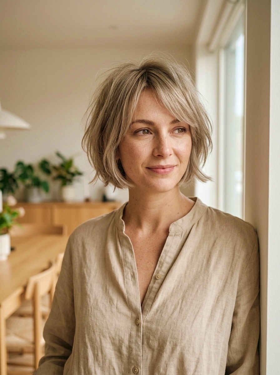 Layered French Bob for Fine Hair