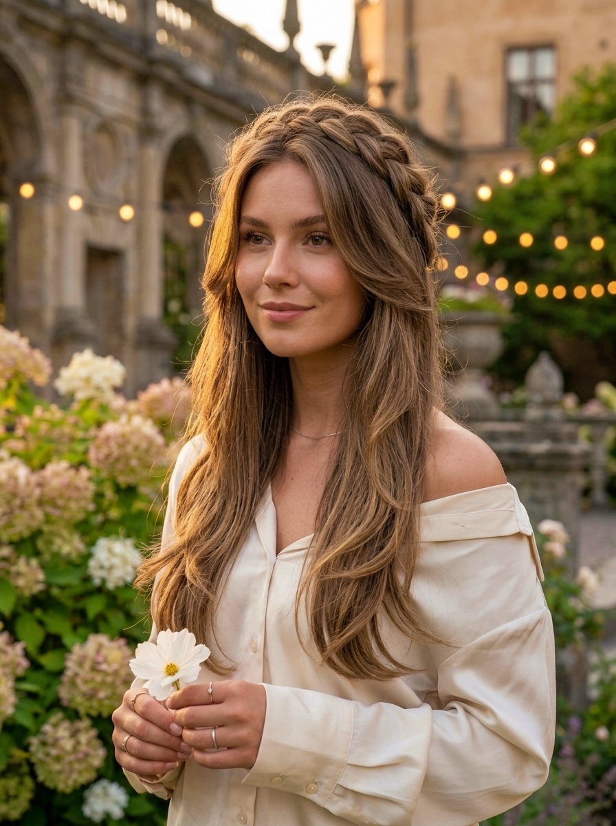 Braided Crown Layered Hair
