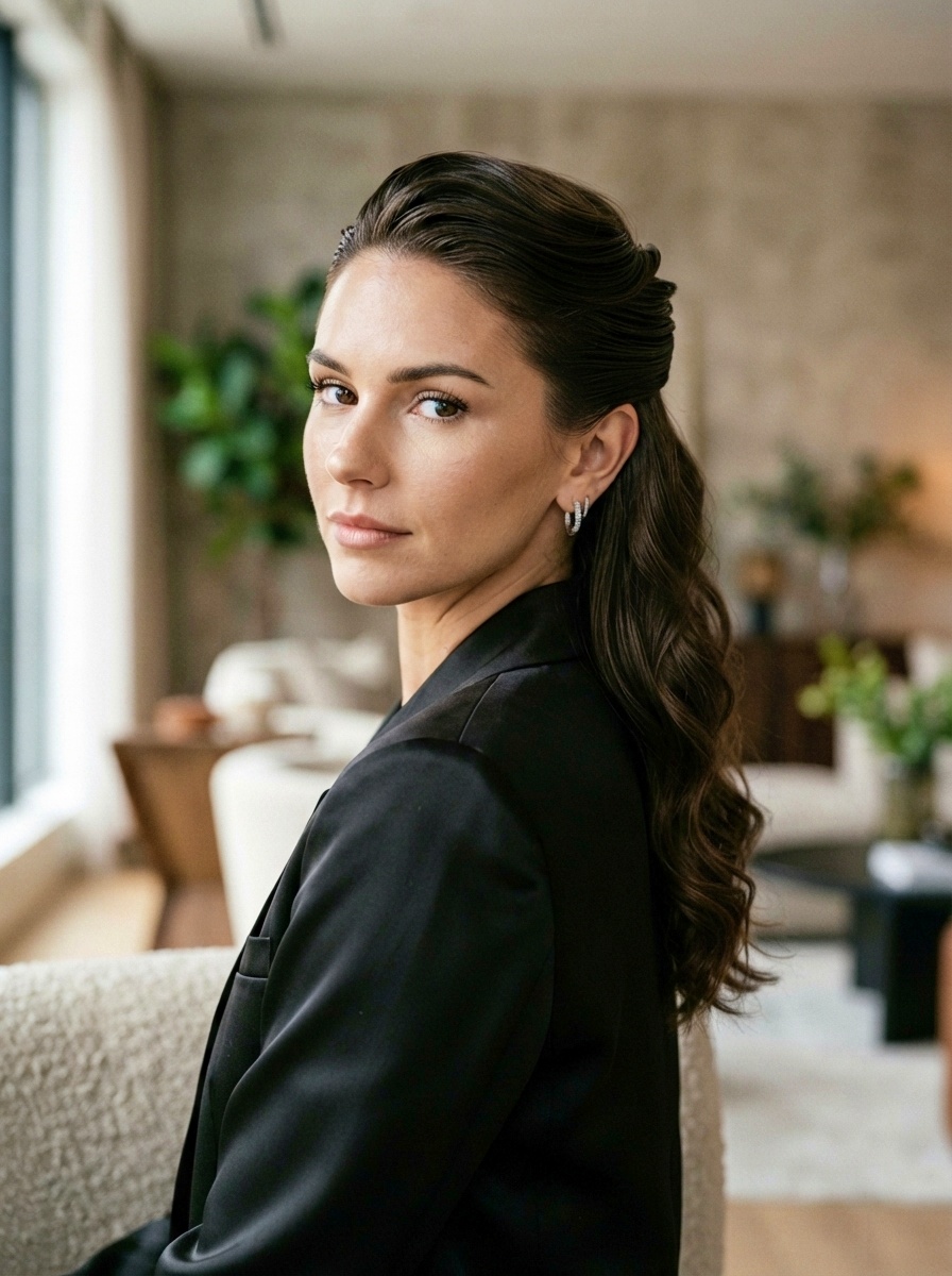 Half-Up Wet Look Hairstyle