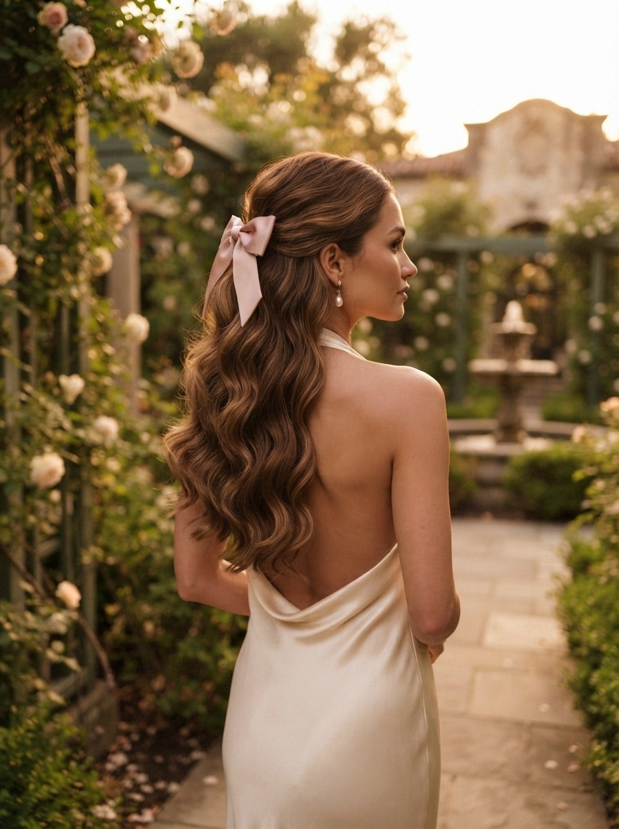 Half-Up Ponytail with Ribbon Bow