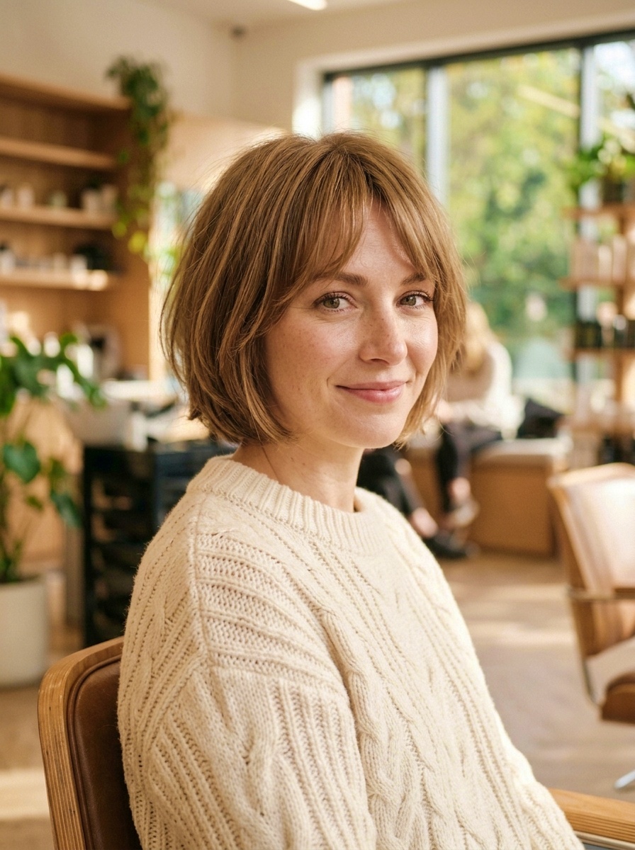 Short Bob with Curtain Bangs