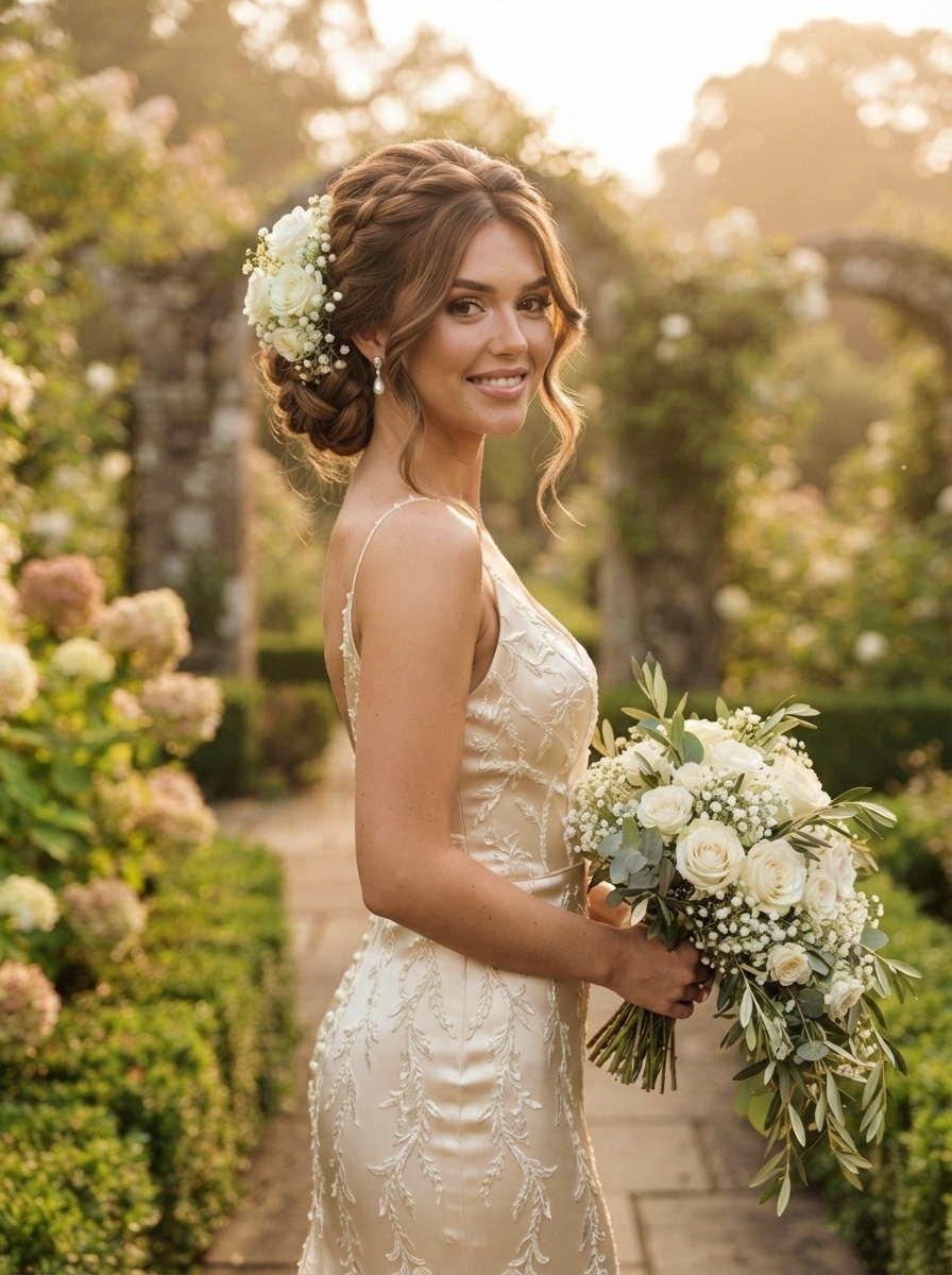 Floral Half Up Hairstyle for Long Hair
